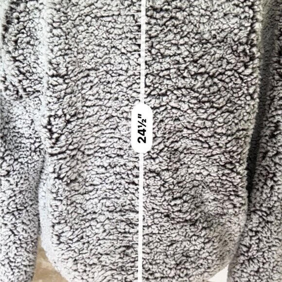 Altar'd State Sherpa Fleece Hoodie Pullover Sweater Gray Small V-Neck Cabincore - Picture 13 of 14